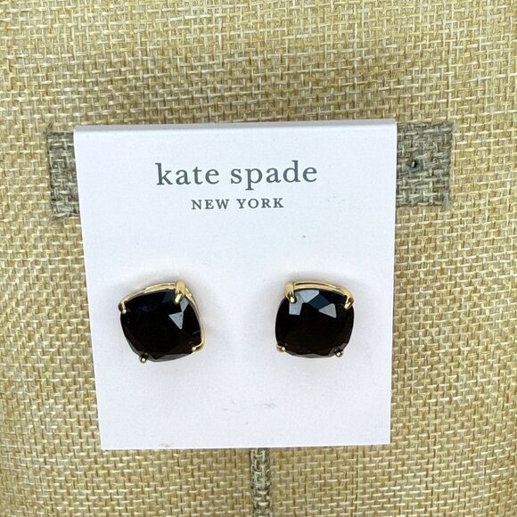 Kate Spade New York Black Jet Gold-Tone Square Stud Earrings For Women - Picture 1 of 9
